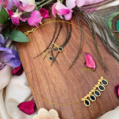 Vriksham Classic Blue Oval shaped 5 Closed Pendant Invisible Chain-KG22304