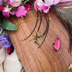 Vriksham Classic Blue Oval shaped 3 Flexible Pendant Invisible Chain-KG22302