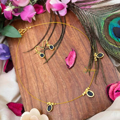 Vriksham Classic Blue Oval shaped 3 Flexible Pendant Invisible Chain-KG22302