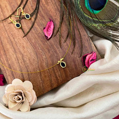 Vriksham Classic Blue Oval shaped Single Pendant Invisible Chain-KG22305