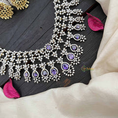Vriksham Royal Pear Shape Purple Accents American Diamond Bridal Haram-G20242