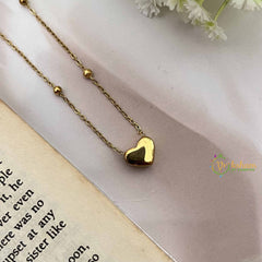 Vriksham Vintage Heart & Gold Dot Look Alike Anti Tarnish Necklace Chain-G20940