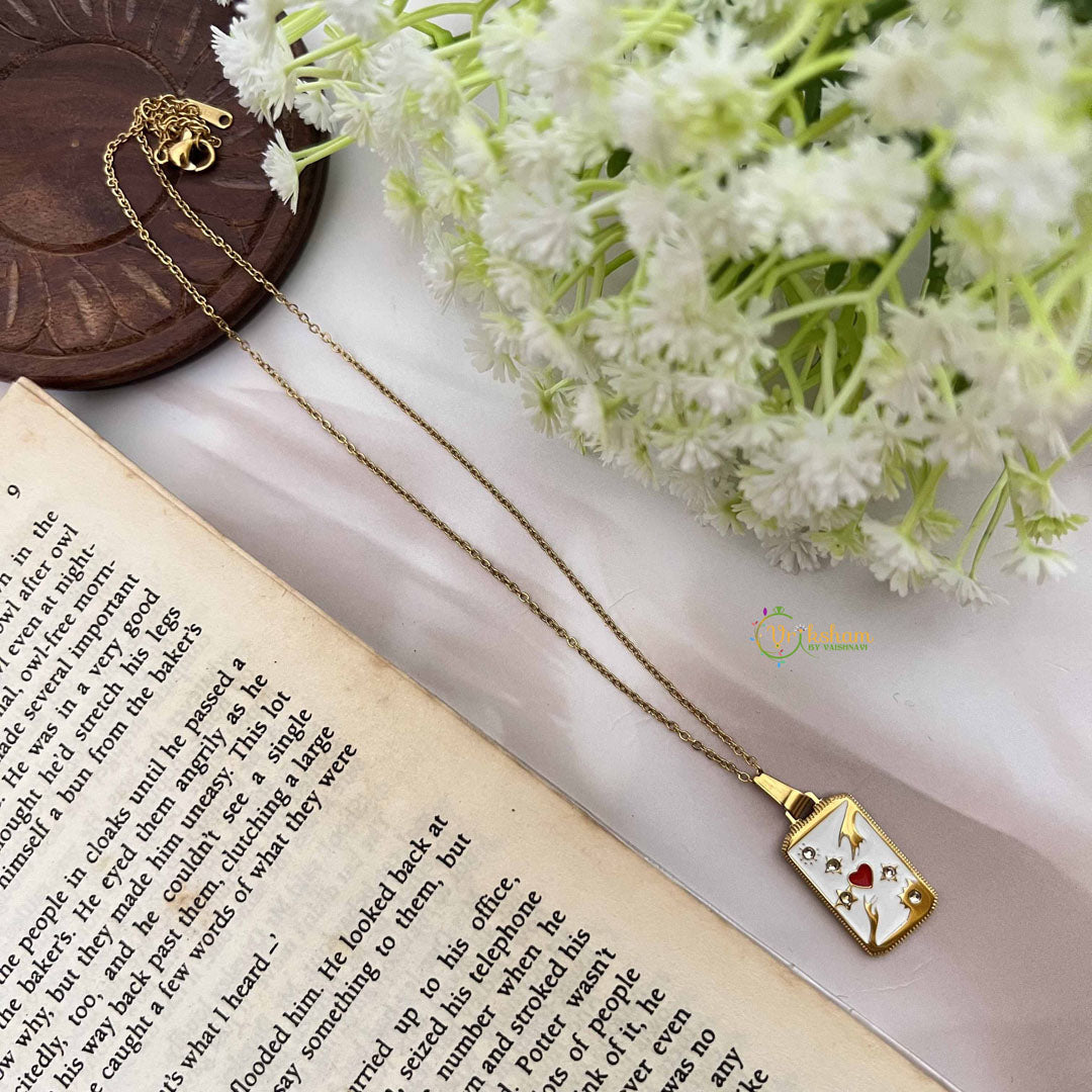 Vriksham Square Relationship Pendant Gold Dot Look Alike Anti Tarnish Necklace Chain-G20941