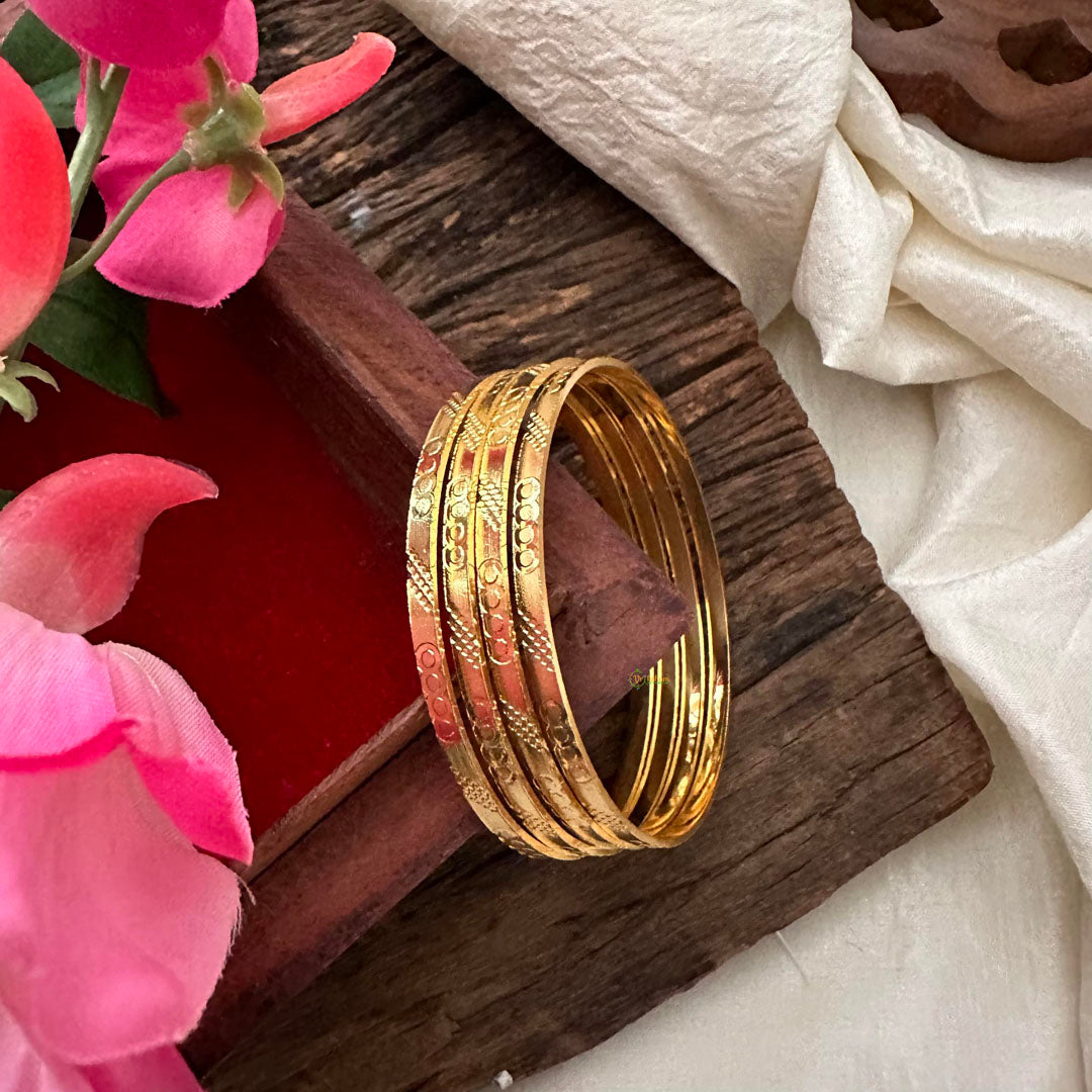 Gold Polish Plain Daily Wear Bangles-Circle-G13193