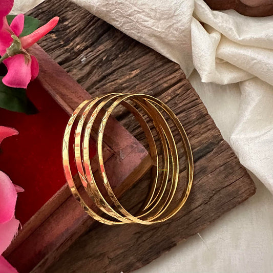 Stylish Gold Polish Plain Daily Wear Bangles-G13194