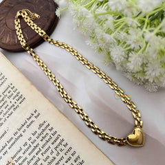 Vriksham Gold Plated Heart & Dock Style Anti Tarnish Necklace Chain-G20963