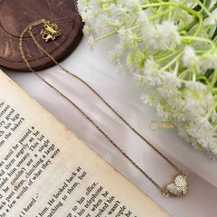 Vriksham Elegant AD Stone Heart Brake  Pendant Gold Alike Anti Tarnish Necklace Chain-G20951