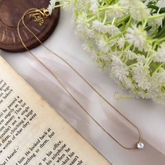 Vriksham Minimalist Round Pendant Gold Alike Anti Tarnish Necklace Chain-G20956