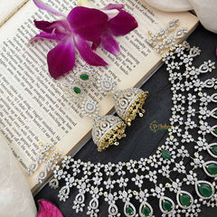 Vriksham Royal Pear Shape Green Accents American Diamond Choker Neckpiece-G20204