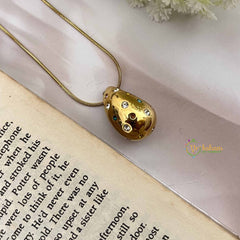 Vriksham Gold Teardrop Pendant  Look Alike Anti Tarnish Necklace Chain-Green White & Pink-G20939