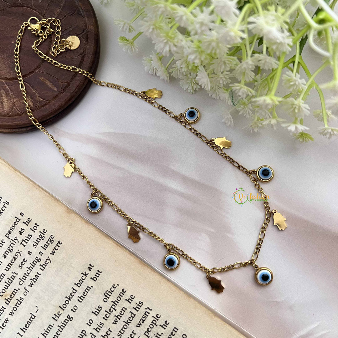Vriksham Gold Plated Evil Eye Anti Tarnish Necklace Chain-G20964