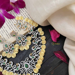 Vriksham Elegant Dual Peacock & Lakshmi Coin AD Stone Neckpiece-G20214