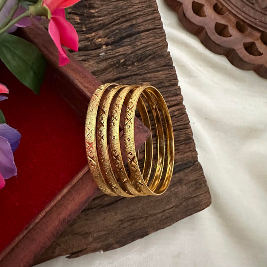 Gold Look Alike Daily Wear Bangles-Cross-G13176