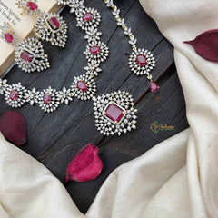 Vriksham Indian Ethnic Floral Style With Bold Red Stones Pendant AD Choker-G20209