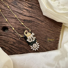 Stylish Green AD Stone Peacock Pendant Chain-G14506