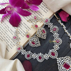 Vriksham Indian Ethnic Floral Style With Bold Red Stones Pendant AD Choker-G20209