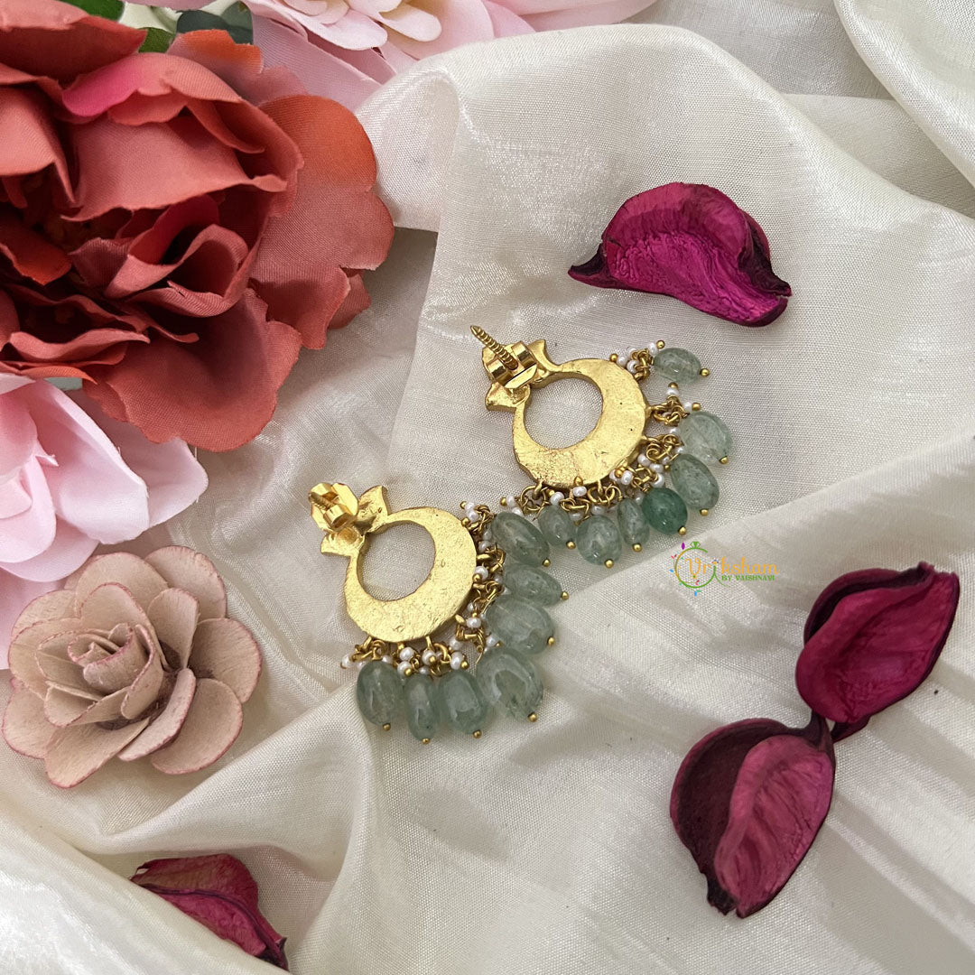Vriksham Unique Chandbali Style Earring-Pearls-Red Green & White-Pastel Green Beads-J3189