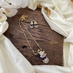 Stylish Purple AD Stone Peacock Pendant Chain-G14507