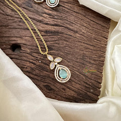 Aqua Green AD Stone Pendant Chain-Tear Drop-G14533