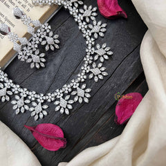 Vriksham Intricate Crystal Silver-Tone AD Choker Neckpiece-G20212