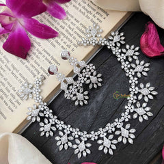 Vriksham Intricate Crystal Silver-Tone AD Choker Neckpiece-G20212