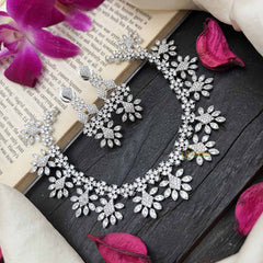 Vriksham Intricate Crystal Silver-Tone AD Choker Neckpiece-G20212