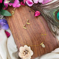 Vriksham Gold-Finish Leaf Cluster Single Pendant Invisible Chain-White-KG22321