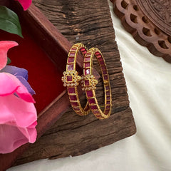 Premium Gold Polish Openable Bangles-Red-G13186