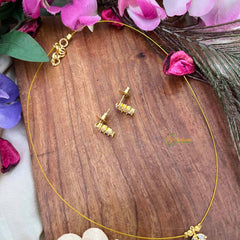 Vriksham Gold-Finish Leaf Cluster Single Pendant Invisible Chain-White-KG22321