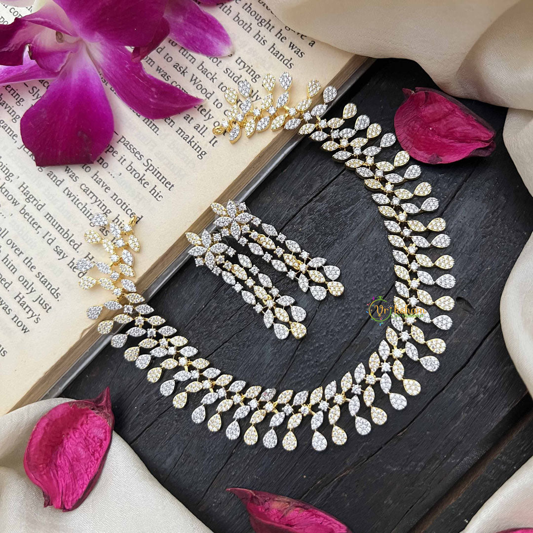Vriksham Royal Blush Filigree Gold & Silver-Tone AD Choker Neckpiece-G20213