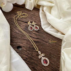 Red AD Stone Pendant Chain-Tear Drop-G14532