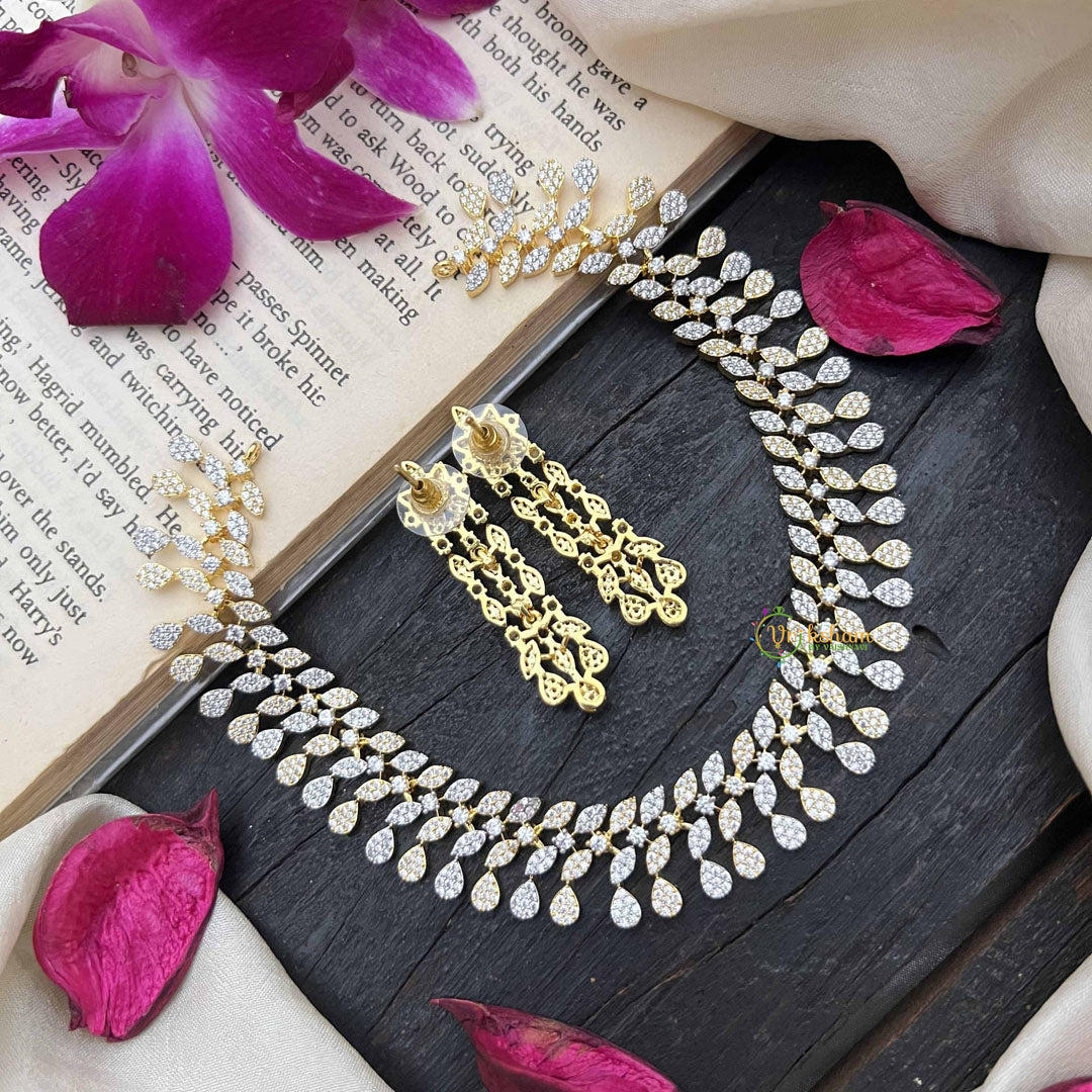 Vriksham Royal Blush Filigree Gold & Silver-Tone AD Choker Neckpiece-G20213