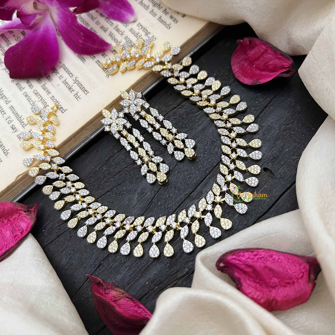 Vriksham Royal Blush Filigree Gold & Silver-Tone AD Choker Neckpiece-G20213
