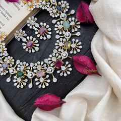 Vriksham Rosy Radiance Floral CZ Multicolor AD Choker-G20211