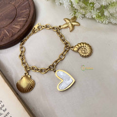Vriksham Ocean-Inspired Gold Bracelet with Shell & Starfish Charms Bracelet-G20972