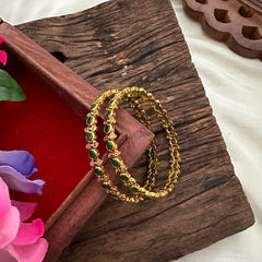 Gold Look Alike Bangles-Green-G13184