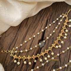 3 Layer Pearl Maatil /Ear Chain-Floral-G12362