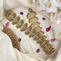 Vriksham Elegant Gold Look Alike Lakshmi Bridal Jada Billai-Red Green-Gold Bead-G16383