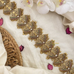 Vriksham Elegant Gold Look Alike Lakshmi Bridal Jada Billai-Red Green-Gold Bead-G16383