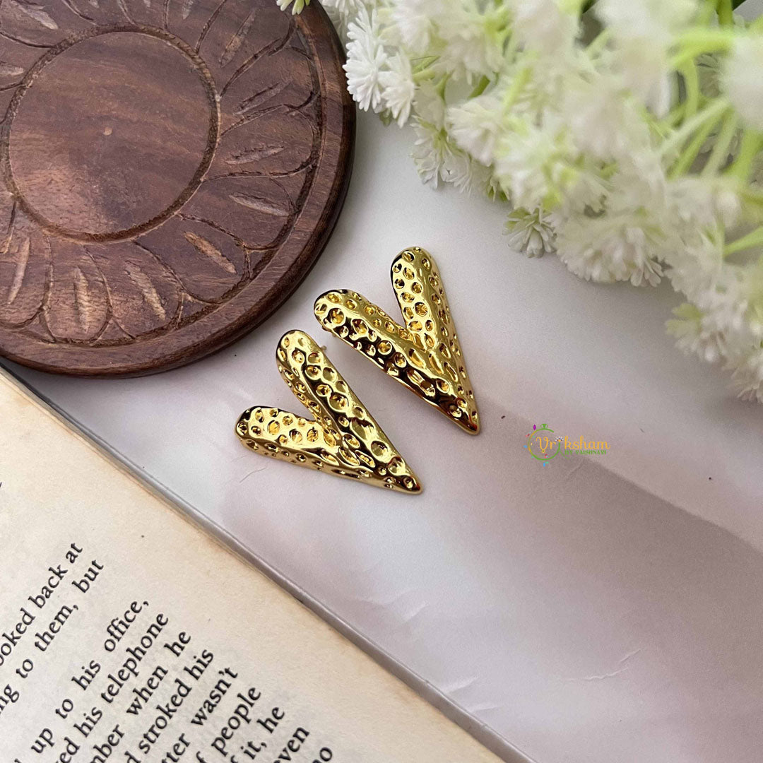 Vriksham Gold Plated Heart Style Anti Tarnish Studs-G20979