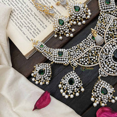 Vriksham Elegant Peacock Bridal With Emerald Green Centerpiece & Filigree Detailing AD Neckpiece-G20199