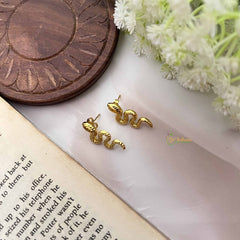 Vriksham Gold Plated Snake Style Anti Tarnish Studs-G20980