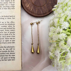 Vriksham Simple Drops Golden Gold Style Anti Tarnish Dangle Earrings-G20984
