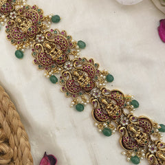 Vriksham Lakshmi With Dual Peacock Bridal Jada Billai-Green Bead-G16386