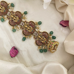 Vriksham Lakshmi With Dual Peacock Bridal Jada Billai-Green Bead-G16386