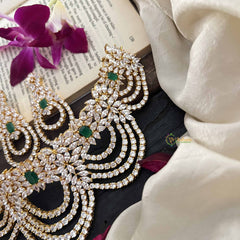 Vriksham Floral Design Bridal American Diamond Statement With Emerald Green Stones Choker-G20197