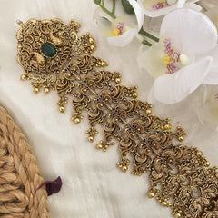 Vriksham Gold Look Alike Dual Peacock Bridal Jada Billai-Gold Pearl-G16378