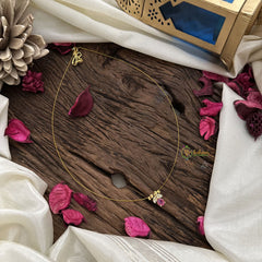 Vriksham Tear Drop With Leaf Pendant Invisible Chain-Pink-G18438