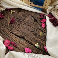 Vriksham Tear Drop With Leaf Pendant Invisible Chain-Green-G18436