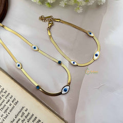 Vriksham Combo Stylish Gold Plated Evil Eye Anti Tarnish Necklace Chain & Bracelet-G20965